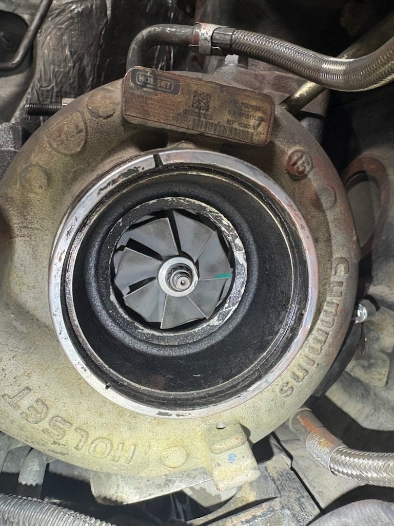 Installed turbo with HOLSET branding visible
